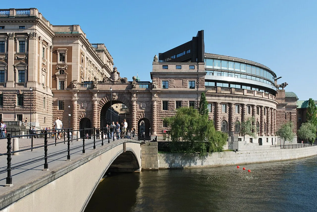 Het Riksdagshuset, het Zweedse parlementsgebouw in Gamla Stan, Stockholm