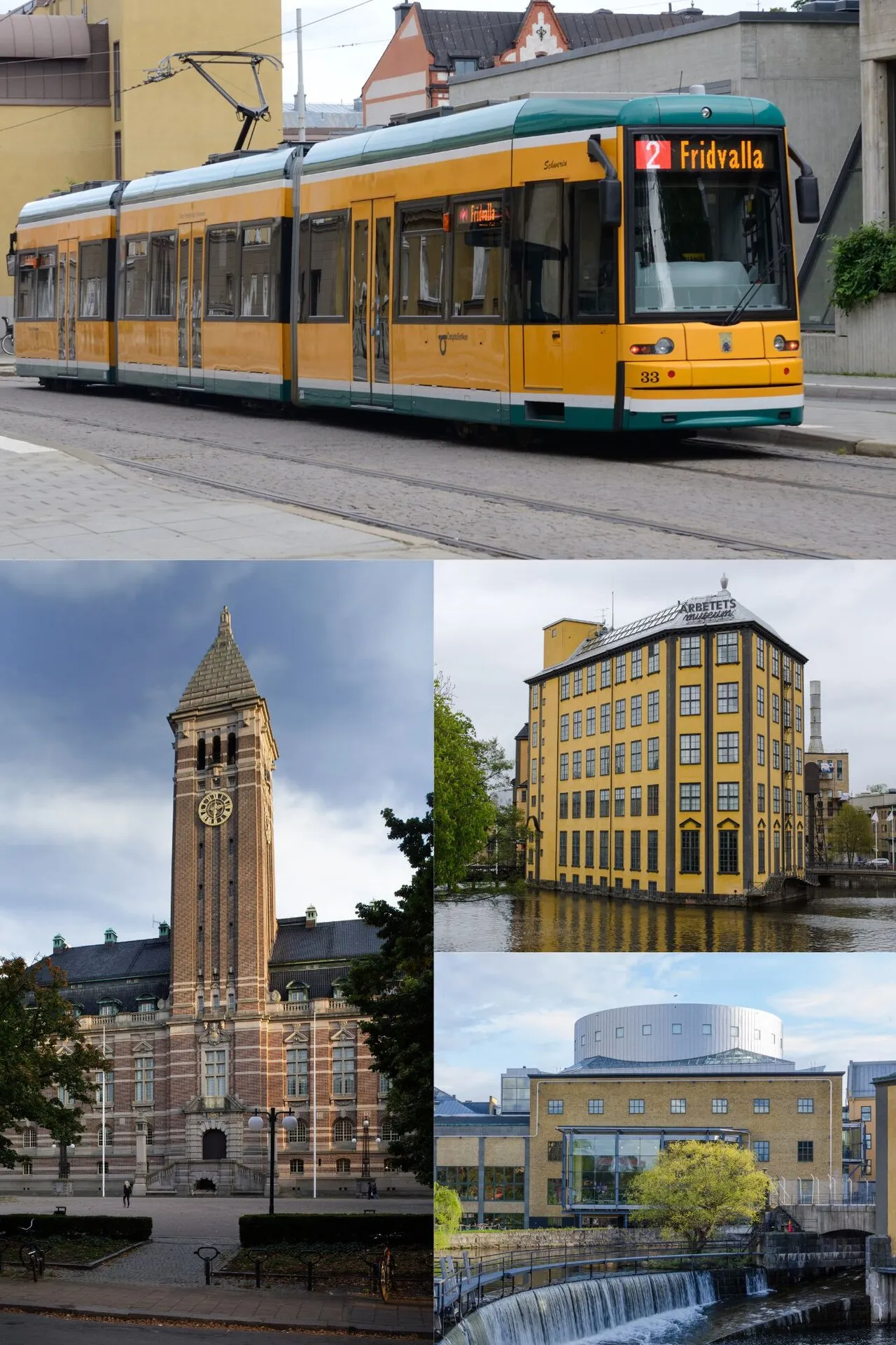Collage van Norrköping, Zweden, waar meerdere van de verkochte villa's staan.