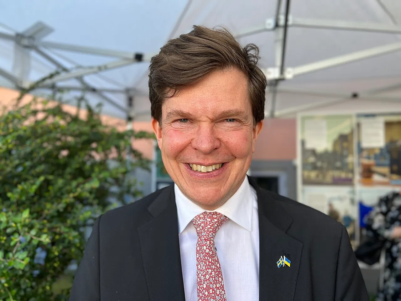 Rijksdagvoorzitter Andreas Norlén tijdens een toespraak in Almedalen, 2023.