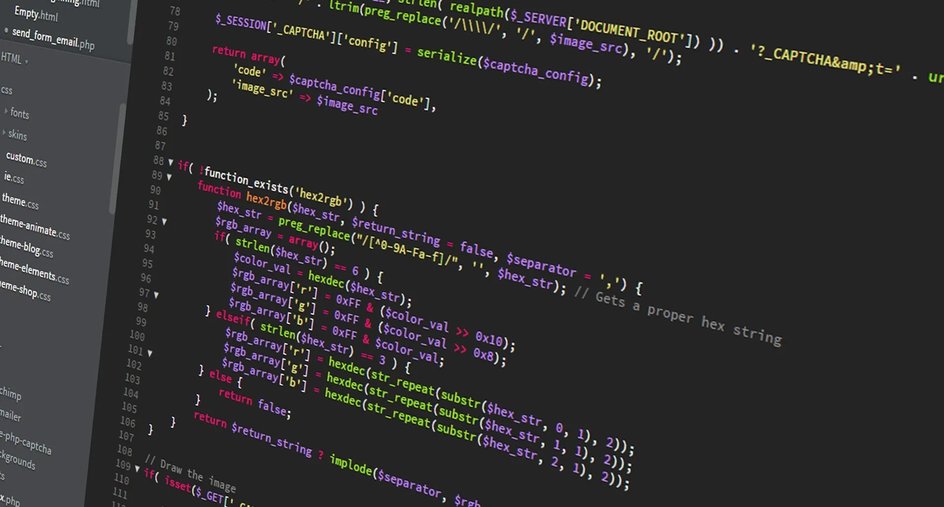 Programmeercode in de taal PHP op een scherm.